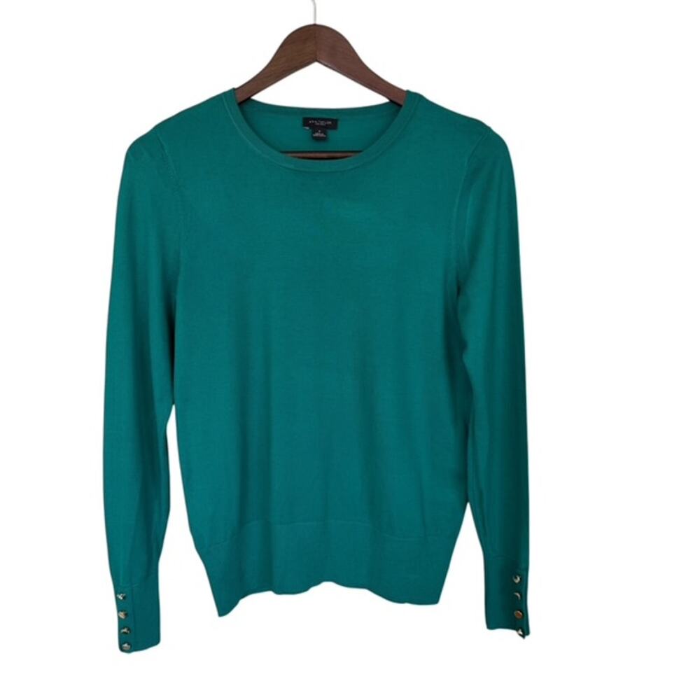 Ann Taylor Kelly Green Crewneck Lightweight Sweater - Medium